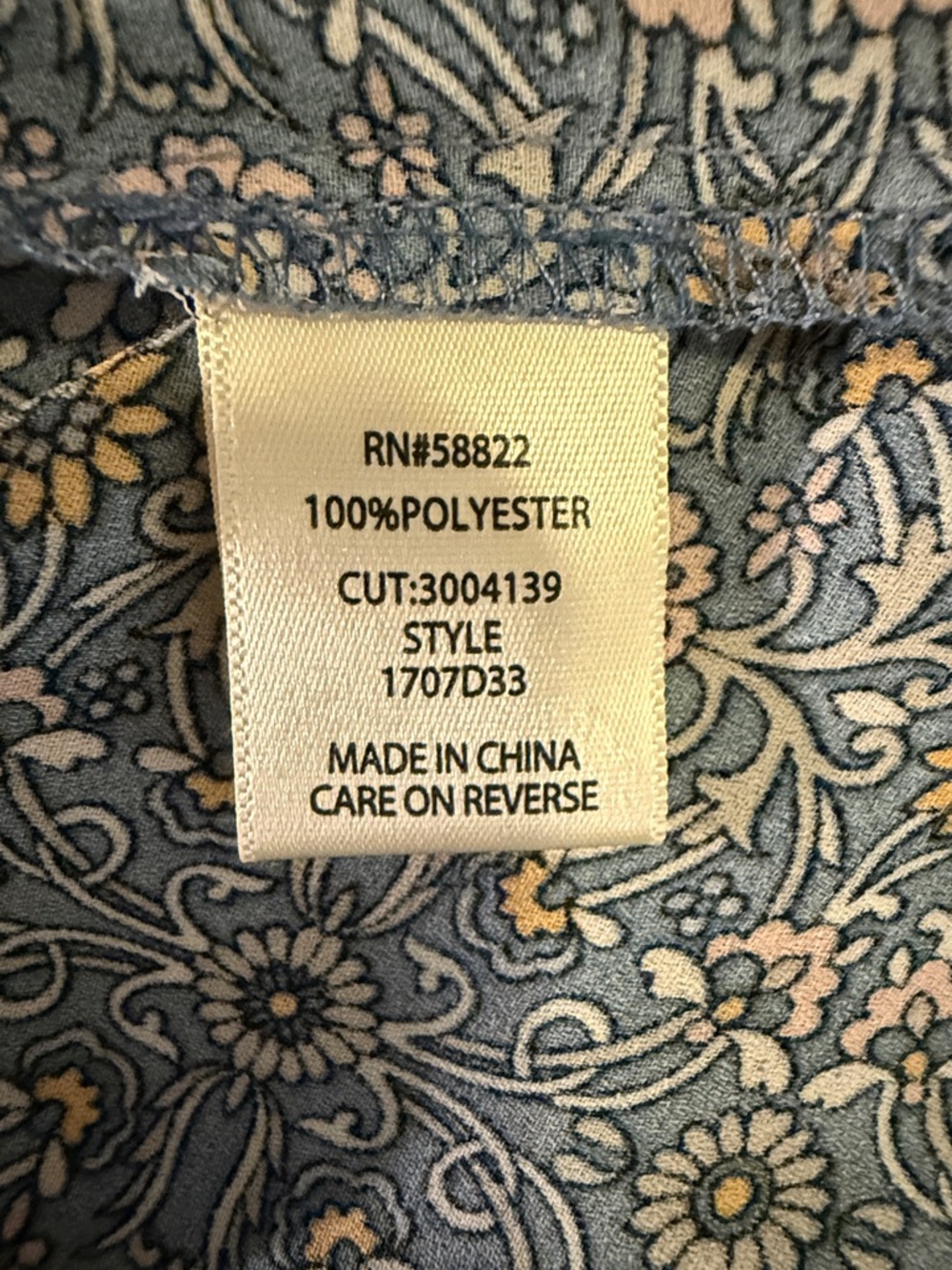 Max Studio Blue Patterned Button Front Blouse - Picture 6 of 6